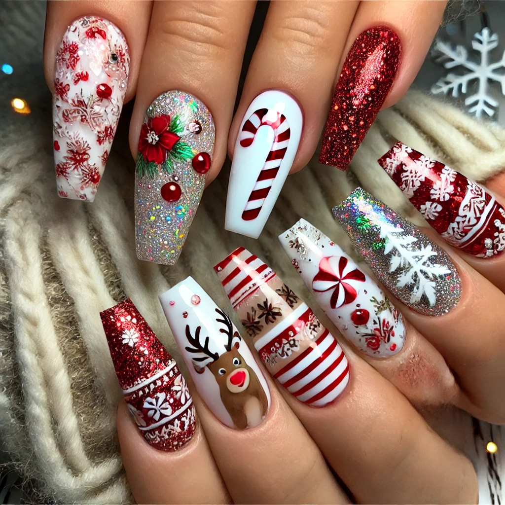 Acrylic:um66km109vq= Christmas Nails